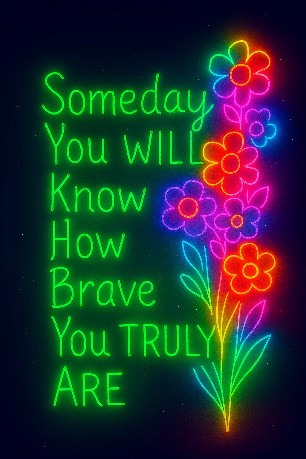 Someday you will know how brave you truly are, neon art