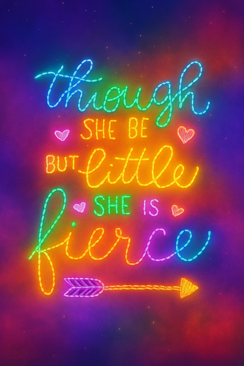 Though she be but little, she is fierce, neon art