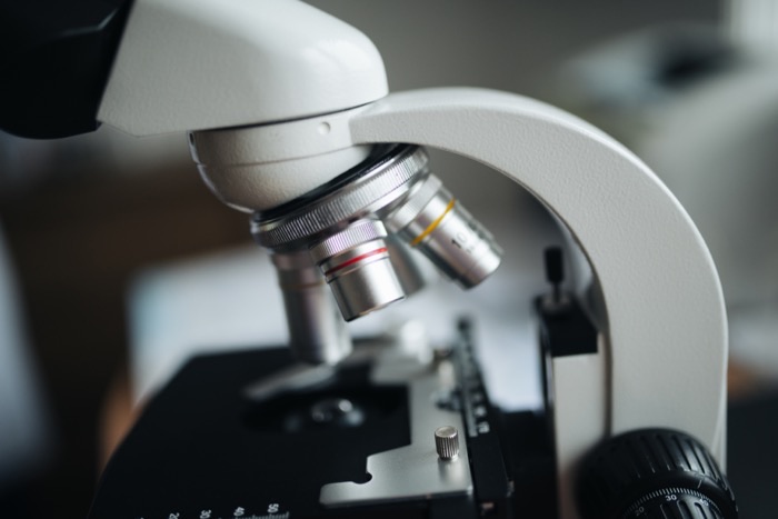Close-up of a microscope